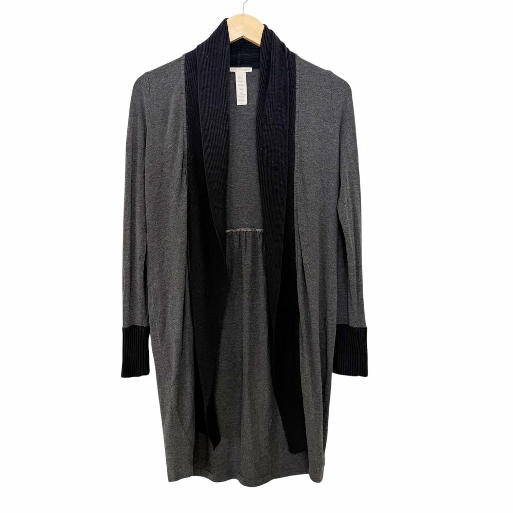 White + Warren Gray Black Cashmere Silk Blend Cardigan Sz S